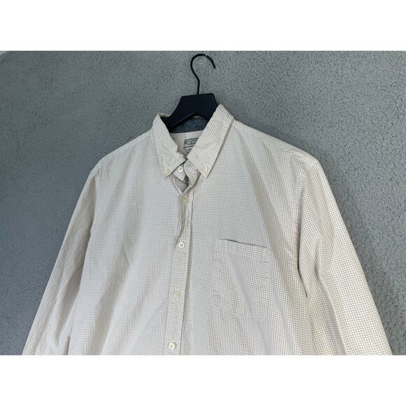 J.Crew Quality Woven Shirts Mens‎ L Beige Plaid Cotton Button Down Long Sleeve - Picture 2 of 9